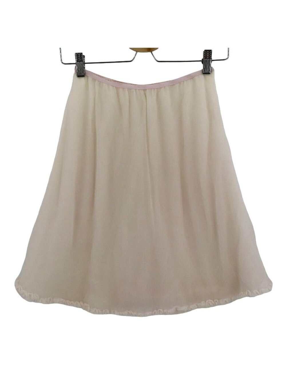 Vintage Mary Barron Womens Large Pale Pink 3 Layer Slip Skirt Swing Ruffle Hem